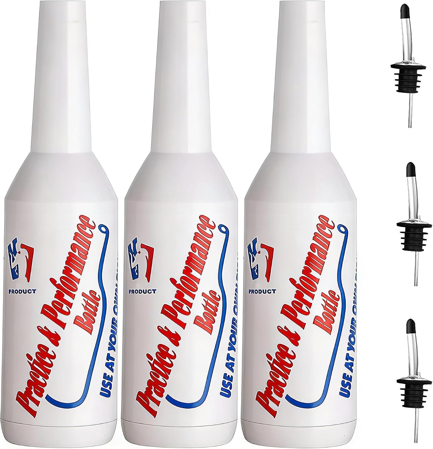 Set de 3 Botellas Flair para Bartending SuproBarware | 25 oz PVC Blanco para Práctica y Exhibición
