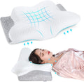 Almohada cervical Misiki para aliviar el dolor, almohada de espuma viscoelástica con contorno de mariposa para quienes duermen de lado o boca arriba, almohada ergonómica con funda lavable para soporte de hombros, 61 x 38 cm (24 x 15 pulgadas)