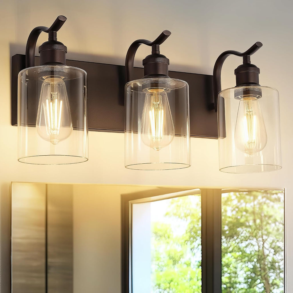 JAZAVA Lámpara de baño de 3 luces, bronce aceitado