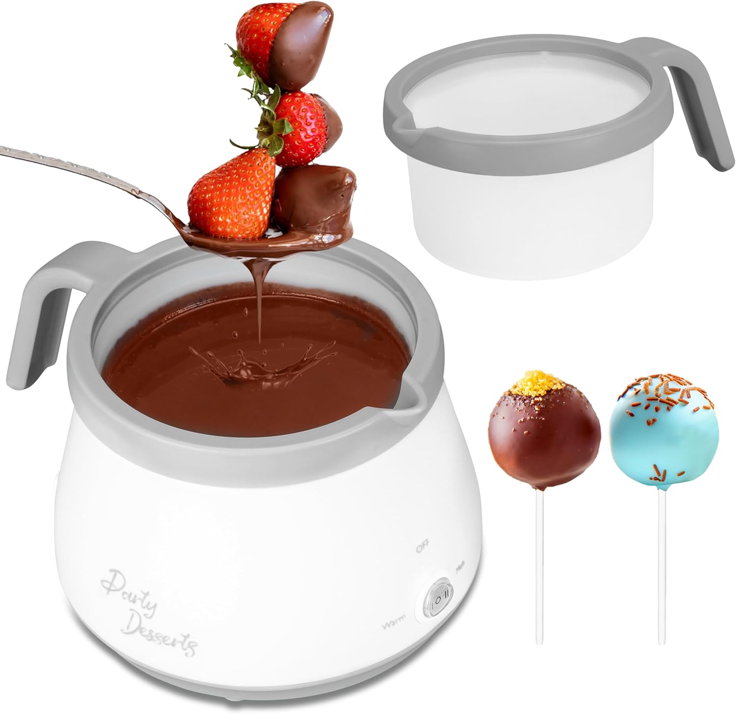 Party Desserts Candy and Chocolate Melting Pot, Mini Electric Fondue Pot, Melts Candy Chocolate in a Couple of Minutes, Ideal for Cake Pops Cookies Cakes, 1 Cups, Single Pot, Gray