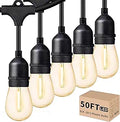 Luces LED de Patio Svater 50FT – 16 Bombillas S14 Irrompibles, Regulables, IP65 Impermeables
