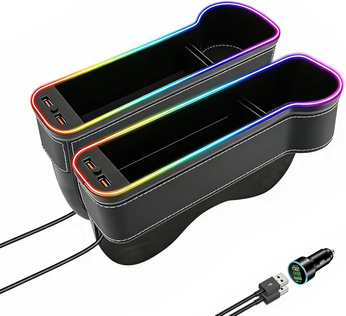 Organizador LED para asiento de automóvil con cargador de 56 W