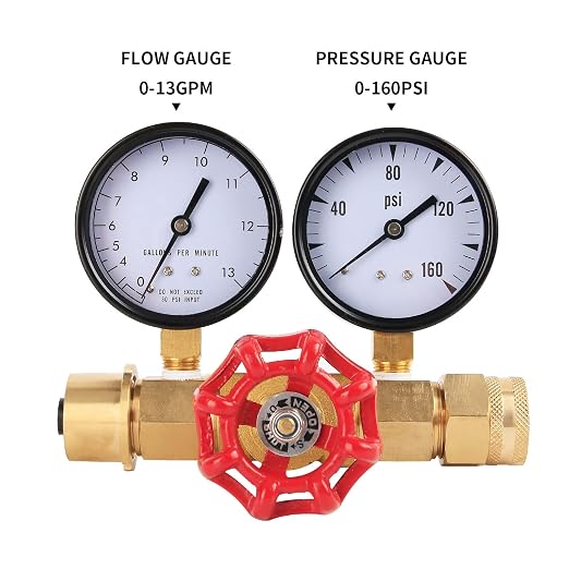 Medidor de Presión de Agua, Flujo y Prueba de PSI, 0-160 psi, 0-13 GPM, Rosca de Manguera Hembra de 3/4"