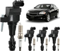 Ignition Coil Packs & Iridium Spark Plugs (Set of 4), Compatible with 2006-2017 Chevrolet Malibu/Equinox/HHR, Buick Lacrosses, GMC Terrain, Saturn Aura, Verano & More, Replaces# UF491
