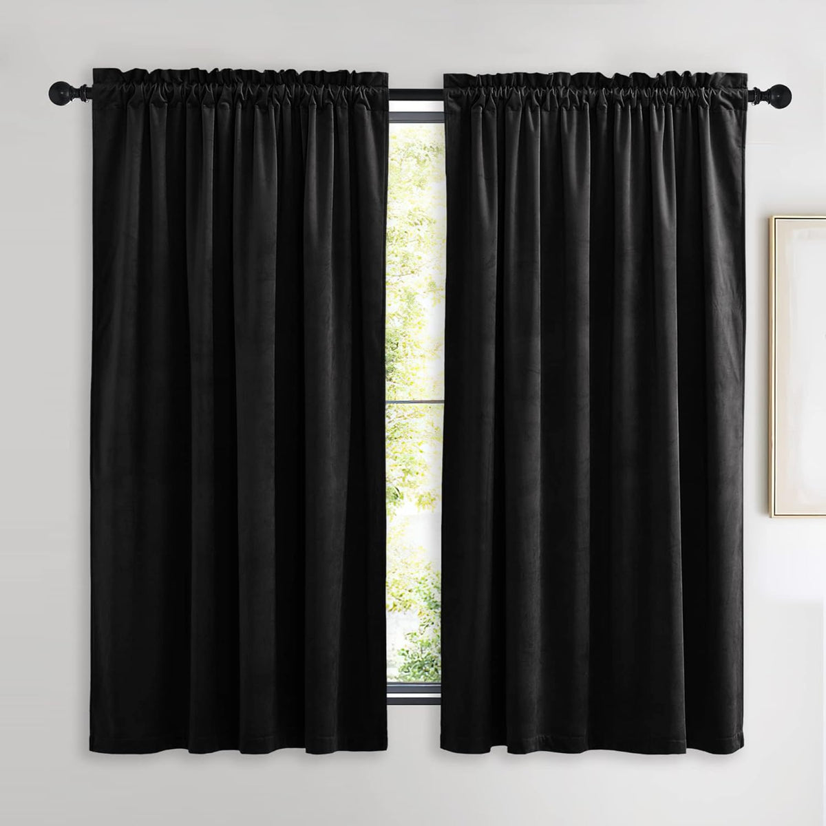 NICETOWN Cortinas Blackout de Terciopelo 160 cm de Largo | Paneles Opacos para Cocina y Dormitorio | Pesadas y Mate | 2 Paneles, 132 cm de Ancho