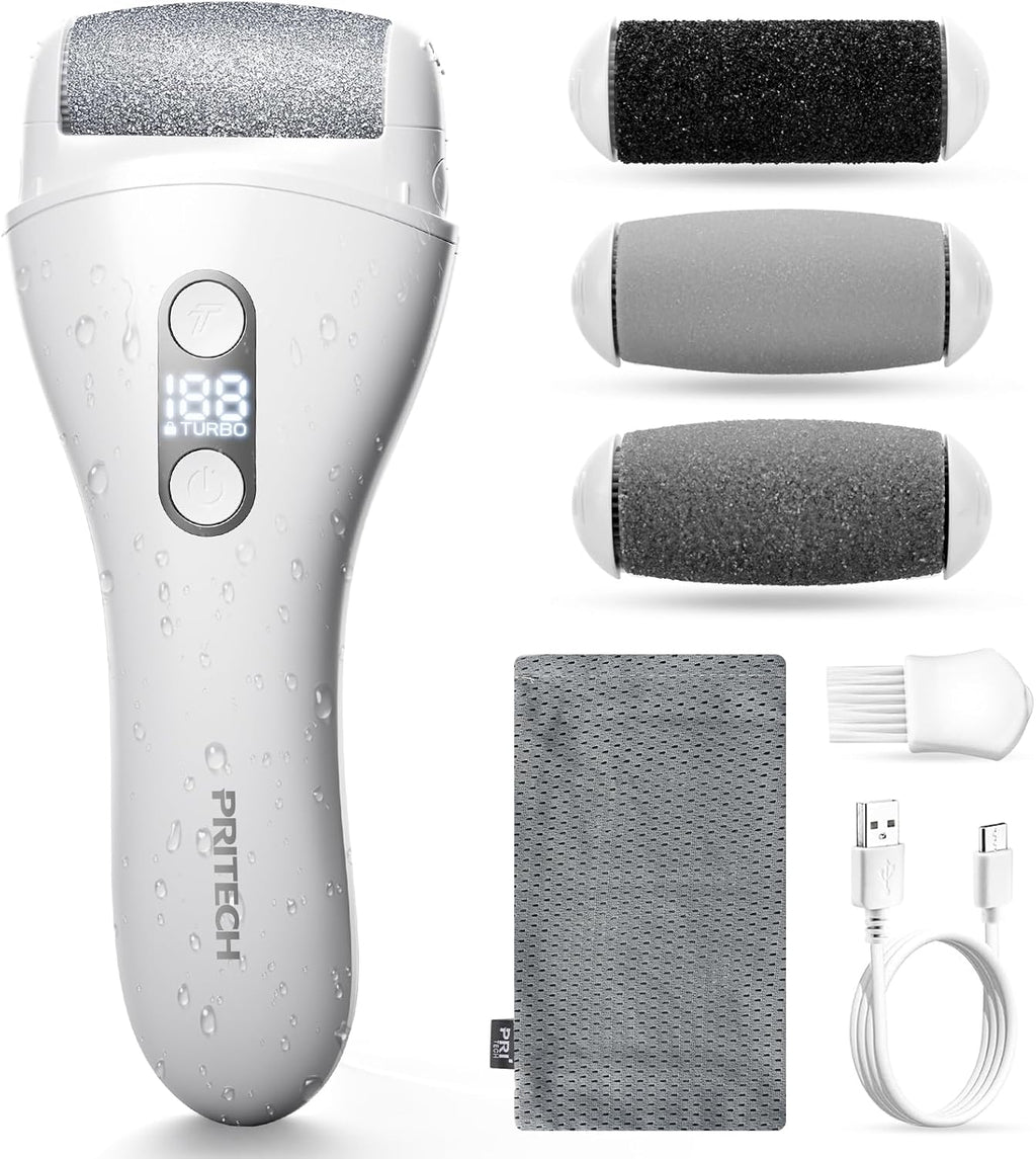 Removedor de Callos Eléctrico para Pies | Lima de Pies Recargable | Kit de Pedicura Electrónico Impermeable para Talones y Piel Muerta