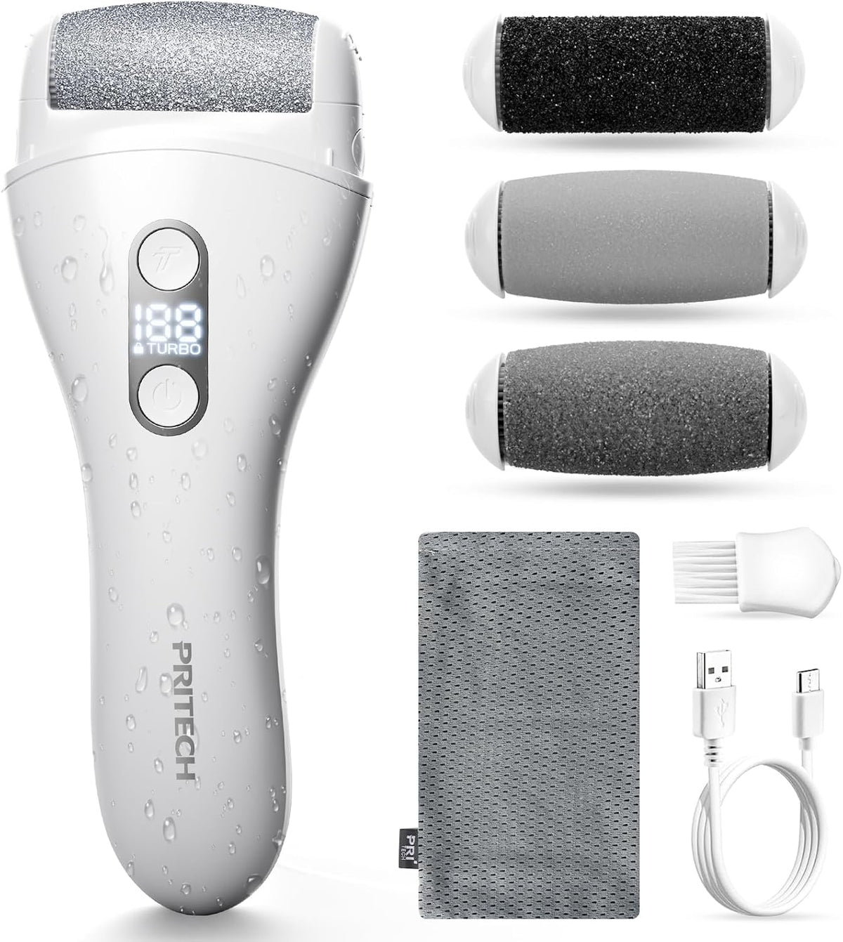 Removedor de Callos Eléctrico para Pies | Lima de Pies Recargable | Kit de Pedicura Electrónico Impermeable para Talones y Piel Muerta