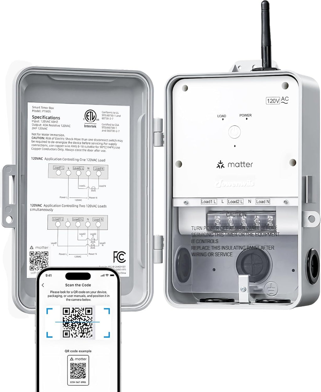 DEWENWILS Matter Smart WiFi - Temporizador de bomba de piscina, 120 V, 2 HP y 40 A