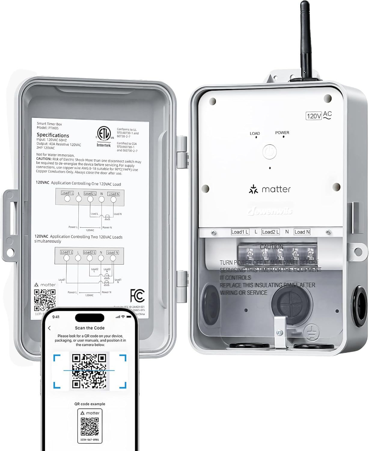 DEWENWILS Matter Smart WiFi - Temporizador de bomba de piscina, 120 V, 2 HP y 40 A