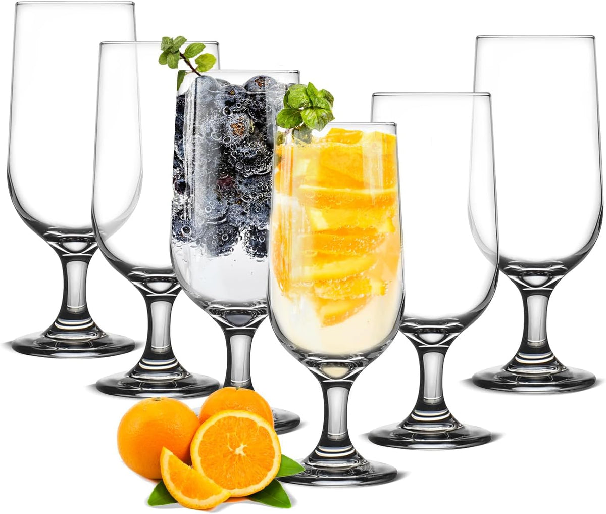 Set de 6 Copas de Agua CHLJAR 414ml Transparentes, Diseño Elegante para Bar, Bodas, Fiestas, Apto para Té Helado, Sangría, Jugo, Seguro Lavavajillas
