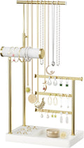 Organizador de Joyas  | Soporte Dorado con Base de Terciopelo y Altura Ajustable para Collares, Pulseras, Aretes y Anillos | Blanco ARTICULO VIENE COMO SE OBSERVA EN LA SEGUNDA IMAGEN )