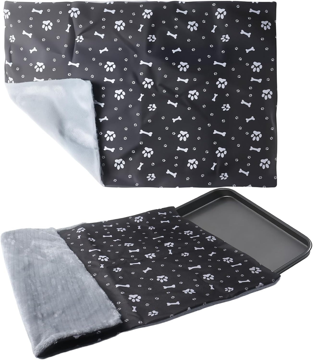 Klmnop Funda para Bandeja de Jaula de Perro 36" – Reversible Frío/Cálido, Lavable, Color Gris (Solo Funda)