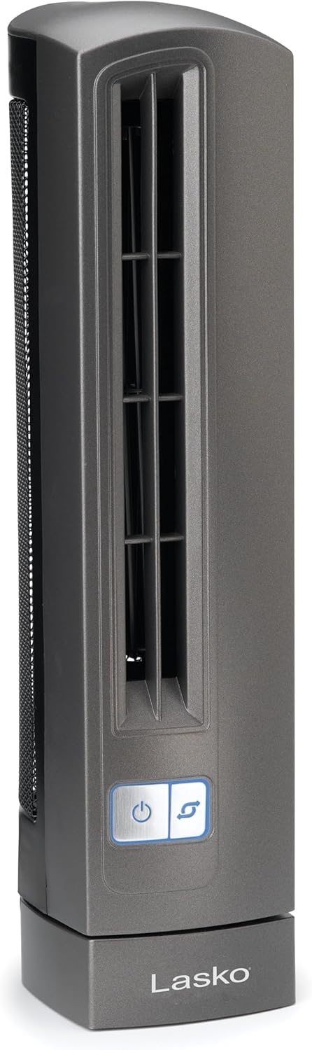 Lasko Air Stik Ulta-Slim Oscillating Desktop Fan, 2 Speeds, for Bedroom, Living Room, Office, 14", Gray, 4000