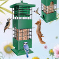 USADO-Comedero para Pajaros a Prueba de Ardillas | Metal Resistente 3 Lbs con 4 Puertos para Exterior, para Cardenales, Pinzones y Aves Silvestres (Verde)