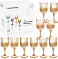 XUWAIDSGN 16 copas de vino vintage de plástico de 7 oz, vasos para beber, cristalería irrompible para bodas, copas de agua de cristal, copas de champán vintage reutilizables (16, ámbar) 
