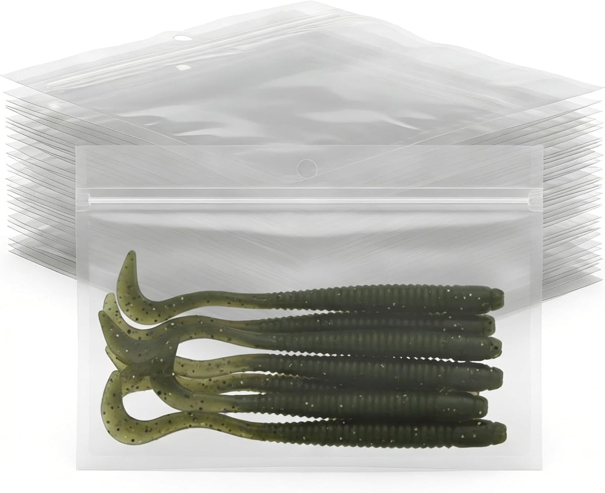 Pack 100 Bolsas para Senuelos de Plastico Blando 19x14cm | Cierre Zipper Reforzado Transparente Doble Sello a Prueba de Fugas
