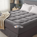 Cobertor Colchón OLANLY Completo, Almohadilla Colchón Viscosa Bambú Refrescante, Suave Plumón Alternativo Colchón Firme, Alivio Presión Espalda Cadera, Lavable Máquina, Bolsillo Profundo, Gris Claro