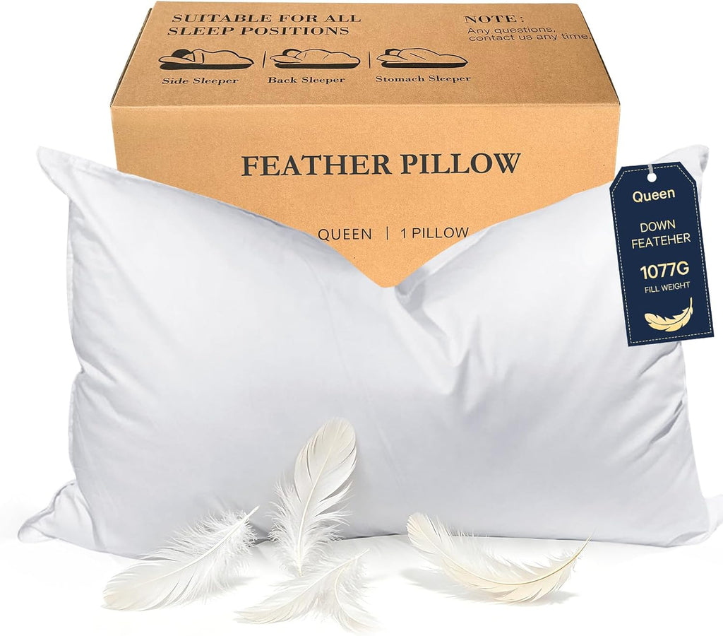 BHZ Almohadas de Plumón de Ganso Tamaño Queen | Colección Hotel Firmeza Media | Funda Transpirable 2 Piezas
