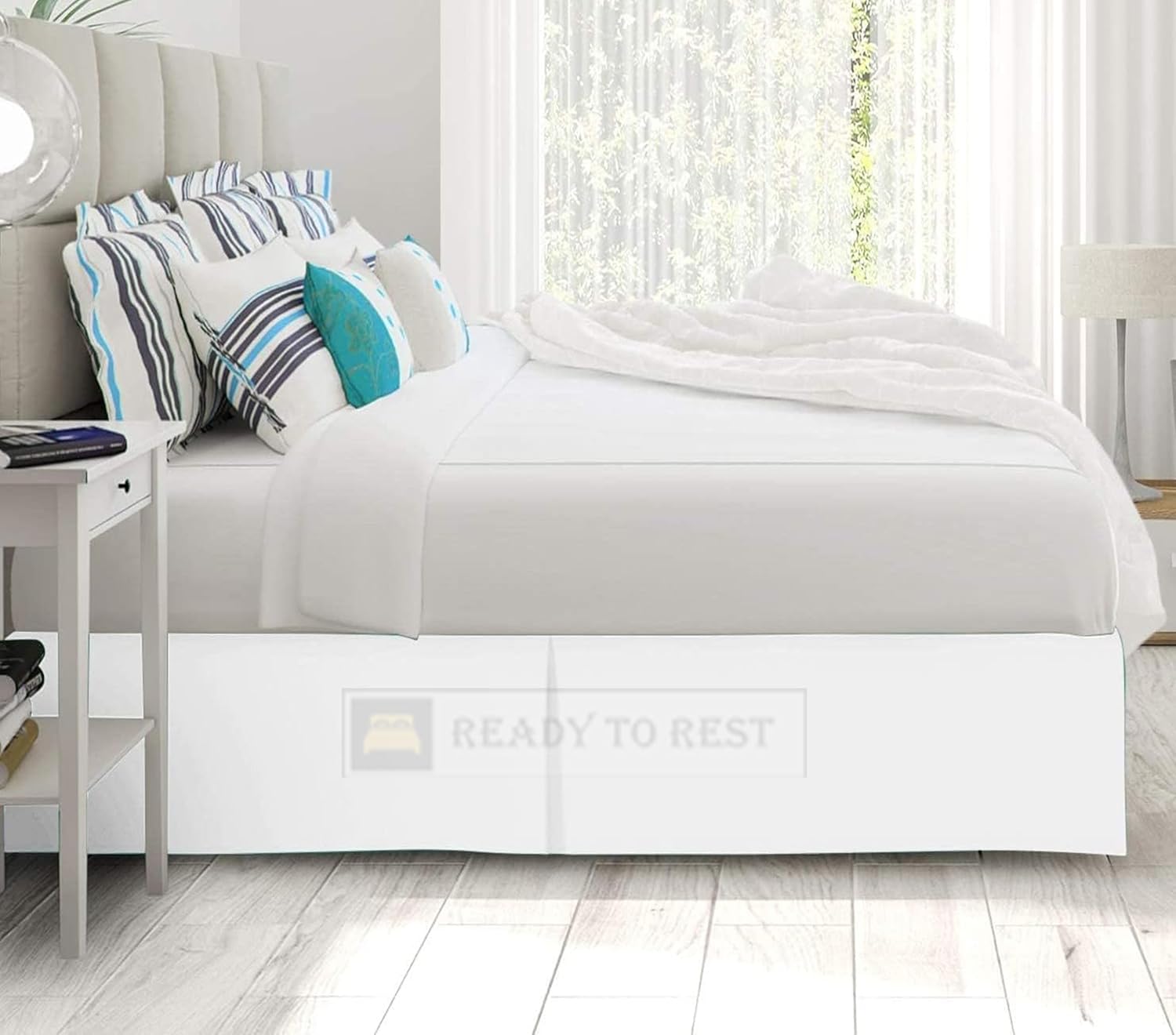 Lightweight Pleated Bed Skirt - King Size 10 Inch Drop - 100% Microfiber - Bed Skirt for King Beds - White
