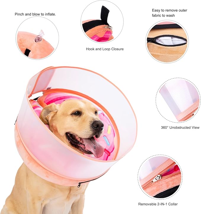 Collar Inflable de Recuperación para Perros y Gatos | Antilamer | Cómodo y Ajustable