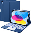 Funda compatible con iPad de 11ª y 10ª generación con teclado, funda tipo folio con soporte para lápices
