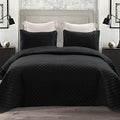 Exclusivo Mezcla - Juego de edredón reversible con fundas de almohada, ligero, suave, para todas las estaciones, 90 x 96 pulgadas, tamaño matrimonial y queen, negro