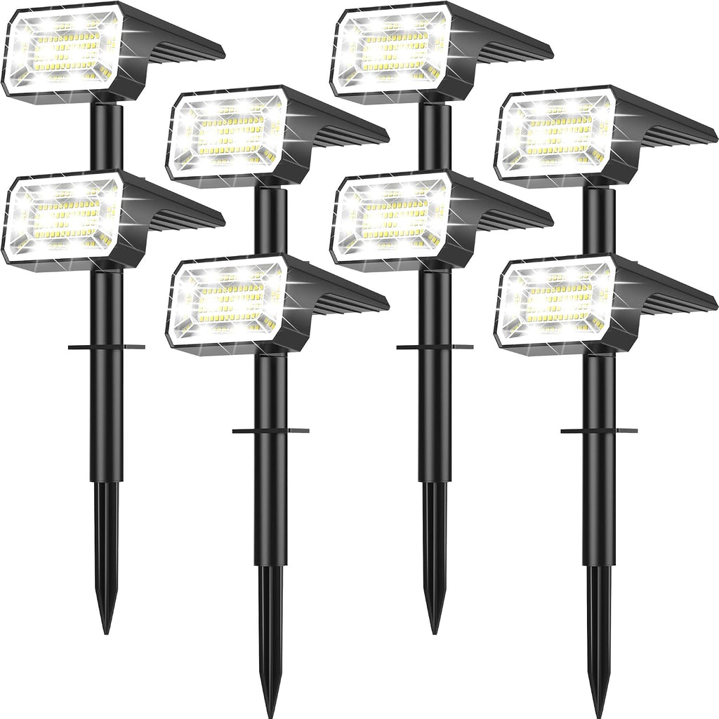 INCOMPLETO -Focos solares NACINIC para exteriores, resistentes al agua IP65, [Paquete de 8/100 LED/4 modos] Focos solares 2 en 1 para exteriores, encendido/apagado automático, focos de alta luminosidad para patio, jardín y caminos (blanco frío)