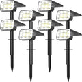 INCOMPLETO -Focos solares NACINIC para exteriores, resistentes al agua IP65, [Paquete de 8/100 LED/4 modos] Focos solares 2 en 1 para exteriores, encendido/apagado automático, focos de alta luminosidad para patio, jardín y caminos (blanco frío)