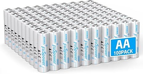 Pilas AA Fuspower Heavy Duty – Pack de 100 Unidades 1.5V, Larga Duración, 10 Años de Vida útil para Hogar y Oficina