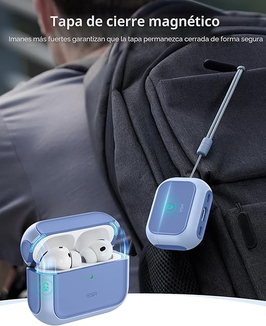 Funda para AirPods Pro 3, Compatible con Funda de AirPods Pro de 3ª Generación (2025), Compatible con MagSafe, Cubierta de Protección Completa contra Caídas con Cordón, Azul Marino