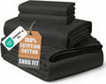 Sábanas 100% algodón egipcio tamaño King – Tejido satinado sedoso para una cálida comodidad invernal, sábanas King de 38 cm de profundidad, transpirables de forma natural, ropa de cama de lujo ultrasuave y duradera con calidad de hotel - Negro