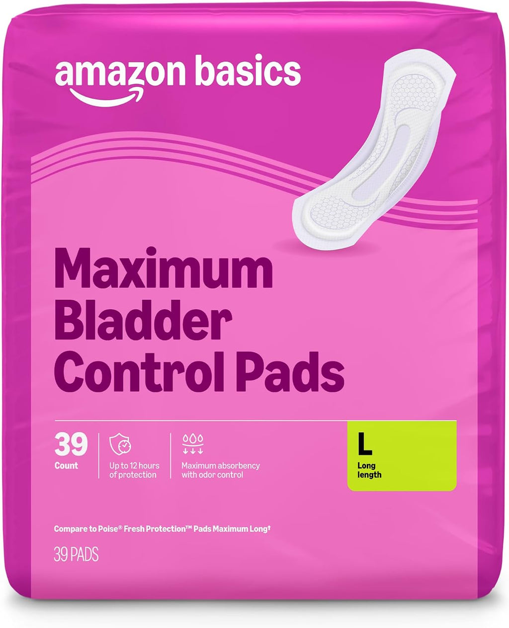 Amazon Basics Almohadillas de incontinencia para mujer, posparto, largas