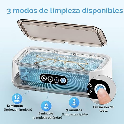 Máquina Limpiadora Ultrasónica para Joyas: Limpiador Ultrasónico de 49KHz con 3 Modos de Limpieza para Joyas, Lentes, Anillos, Correa de Reloj, Dentaduras, Retenedores, Monedas, Pendientes, 650ML