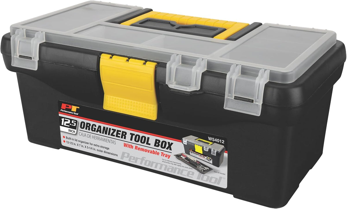 Caja organizadora de herramientas de plástico resistente Performance Tool W54012 para talleres y garajes, color negro, 31,75 cm (12,5 pulgadas)