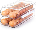 RoskDeewat Soporte para Huevos para Refrigerador, Contenedor de Huevos con Rodamiento Automático para Refrigerador, Organizadores Apilables para Refrigerador y Almacenamiento con Tapa, Dispensador