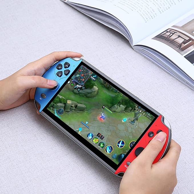X12 Plus - Consola de videojuegos portátil de 7 pulgadas, MP5 portátil, 1000 juegos integrados, memoria de 16 GB, consola nostálgica de juegos arcade con joystick