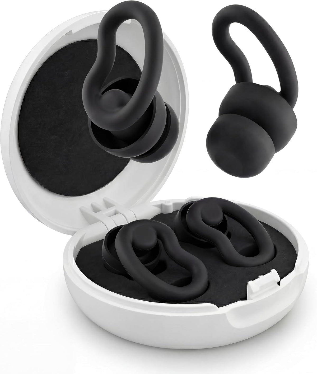 Tapones para los oídos para dormir, 2 pares reutilizables para quienes duermen de lado, 6 tamaños de puntas de silicona (capa simple y doble), reducción de ruido de 30 dB para ronquidos, viajes y concentración.