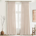 Cortinas altas de tela estilo granja para sala de estar alta, plisadas, semitransparentes, de 120 pulgadas de largo/10 pies, juego de 2 paneles con gancho, aspecto de lino, con volantes que filtran la luz, ancho 40 x largo 120 