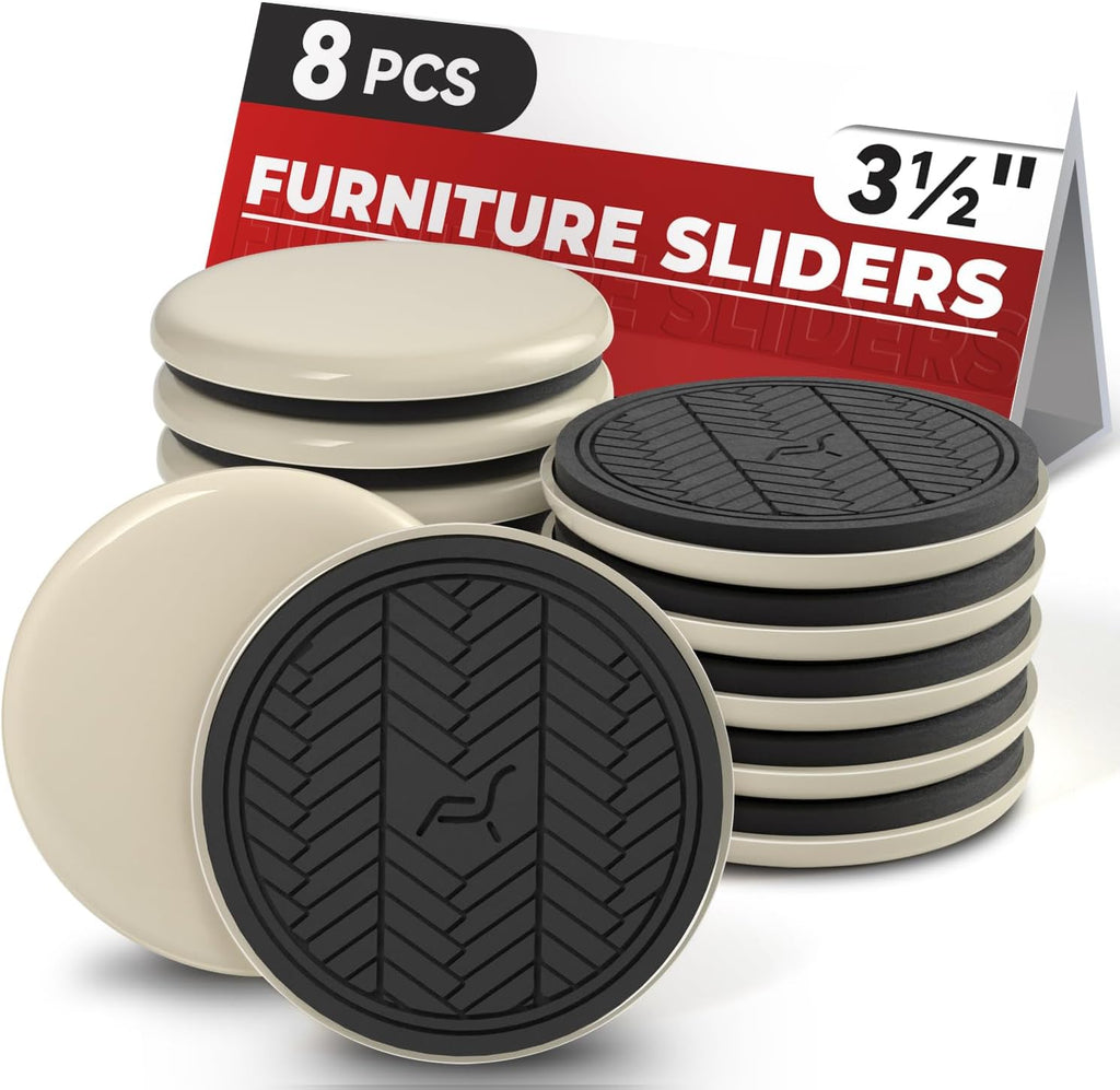 Deslizadores de Muebles para Alfombra – Set 8 Piezas 3.5" Reutilizables para Mover Muebles Fácil