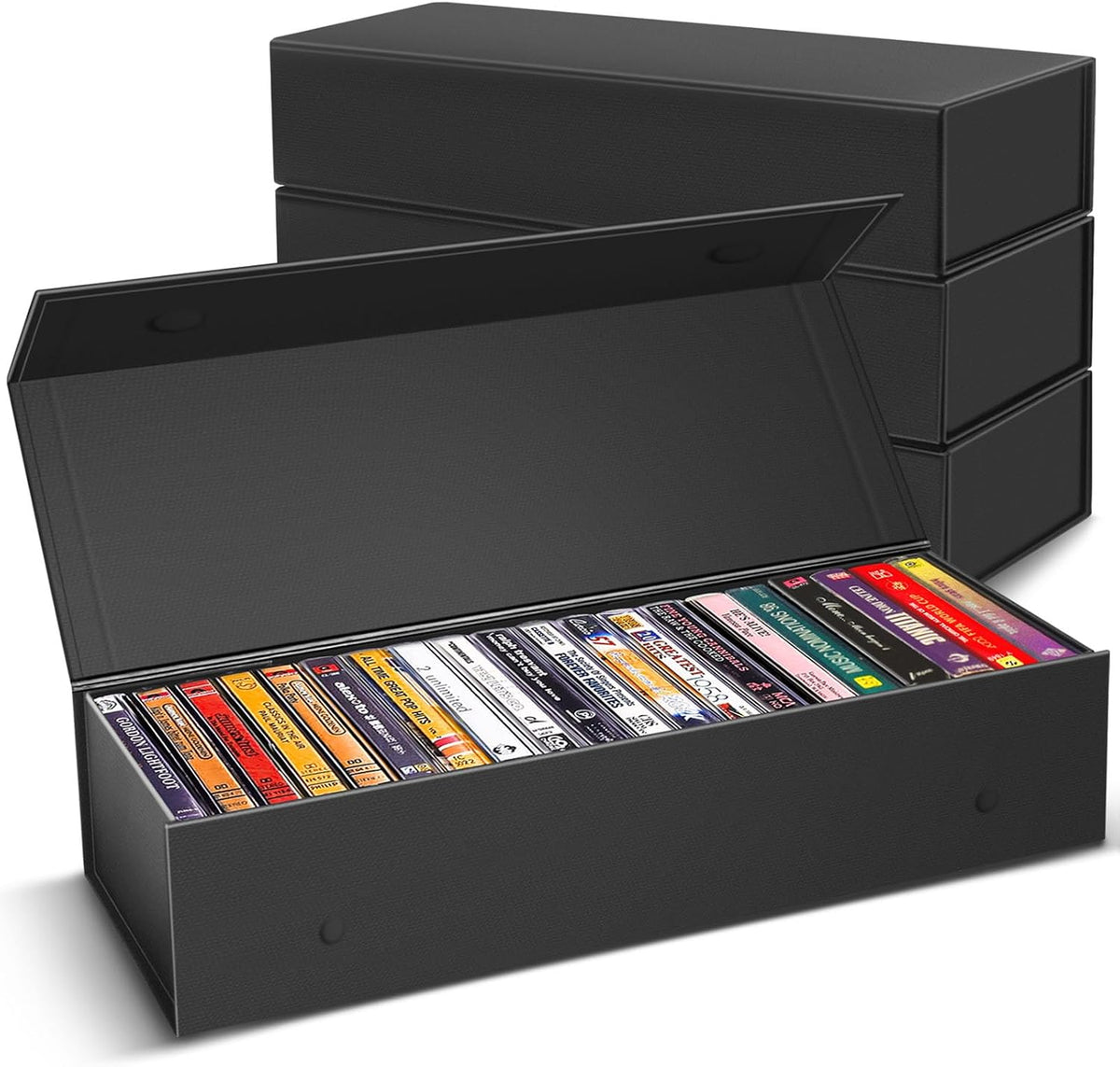 Caja de Almacenamiento de Cintas de Cassette Paquete de 3, Soporte de Cinta Almacena 60 Casos de Cassette, Organizador de Almacenamiento de Medios