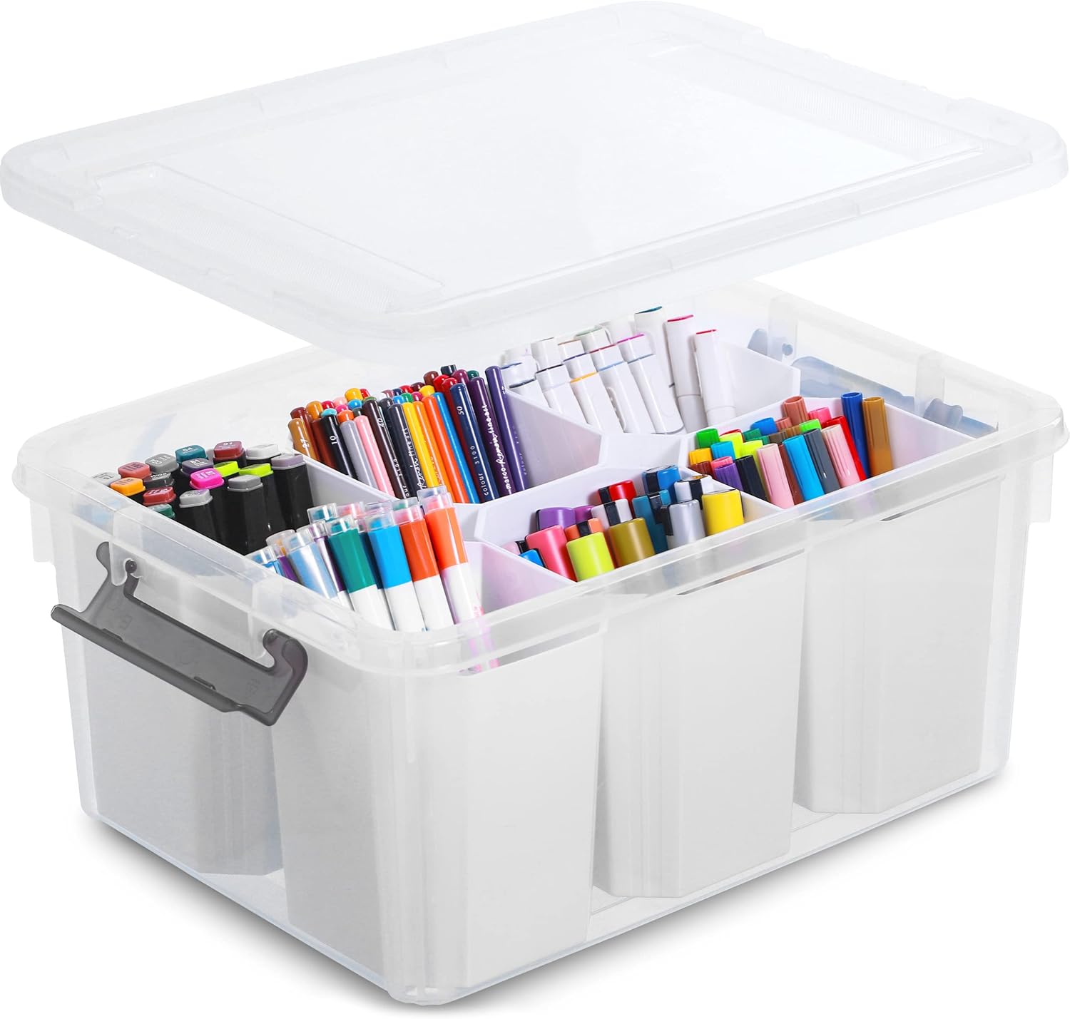Citylife Contenedores de almacenamiento de plástico de 17 cuartos de galón, caja de almacenamiento transparente con tapas, contenedores de almacenamiento apilables multiusos para organizar herramientas, manualidades, crayones