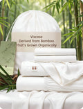Juego de sábanas Bedsure 100% viscosa de bambú orgánico tamaño Queen| Sábanas refrescantes para quienes pasan calor al dormir| Tejido PureWoven suave y sedoso de lujo| Bolsillo profundo de 45 cm con correas en las esquinas| Certificado Oeko-Tex [Blanco]
