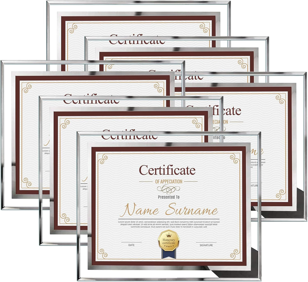 Juego de 6 marcos para certificados Schliersee de 8.5 x 11 pulgadas, marcos de fotos de vidrio de 8.5 x 11 pulgadas para certificados, documentos, diplomas, títulos y premios.