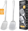 Set de 2 Espátulas de Acero Inoxidable | Sólida y Ranurada, Resistente al Calor, Para Cocina
