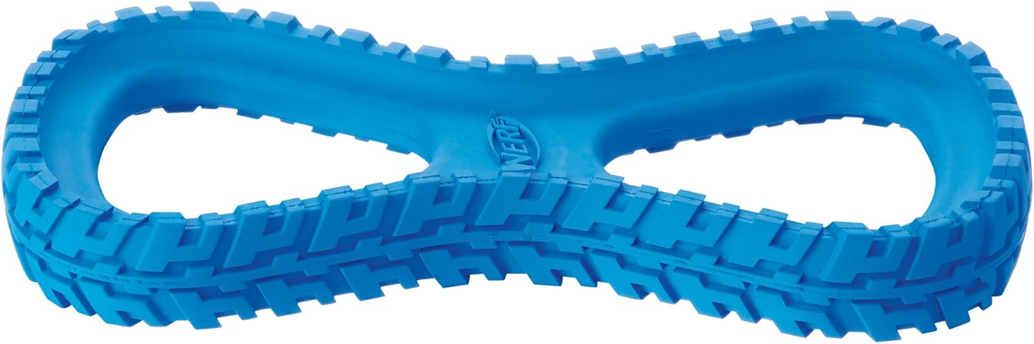 Nerf Dog Tire Infinity Tug - Juguete para perro, ligero, duradero y resistente al agua, 10 pulgadas, para razas medianas/grandes, una unidad, color azul
