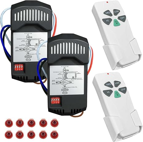 Paquete de 2 kits universales de control remoto para ventilador de techo con atenuador de luz