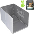 Protector Antisalpicaduras Caja de Arena Gatos Uross | Extra Grande 25"x16", Plegable, Impermeable, con Ganchos, Gris