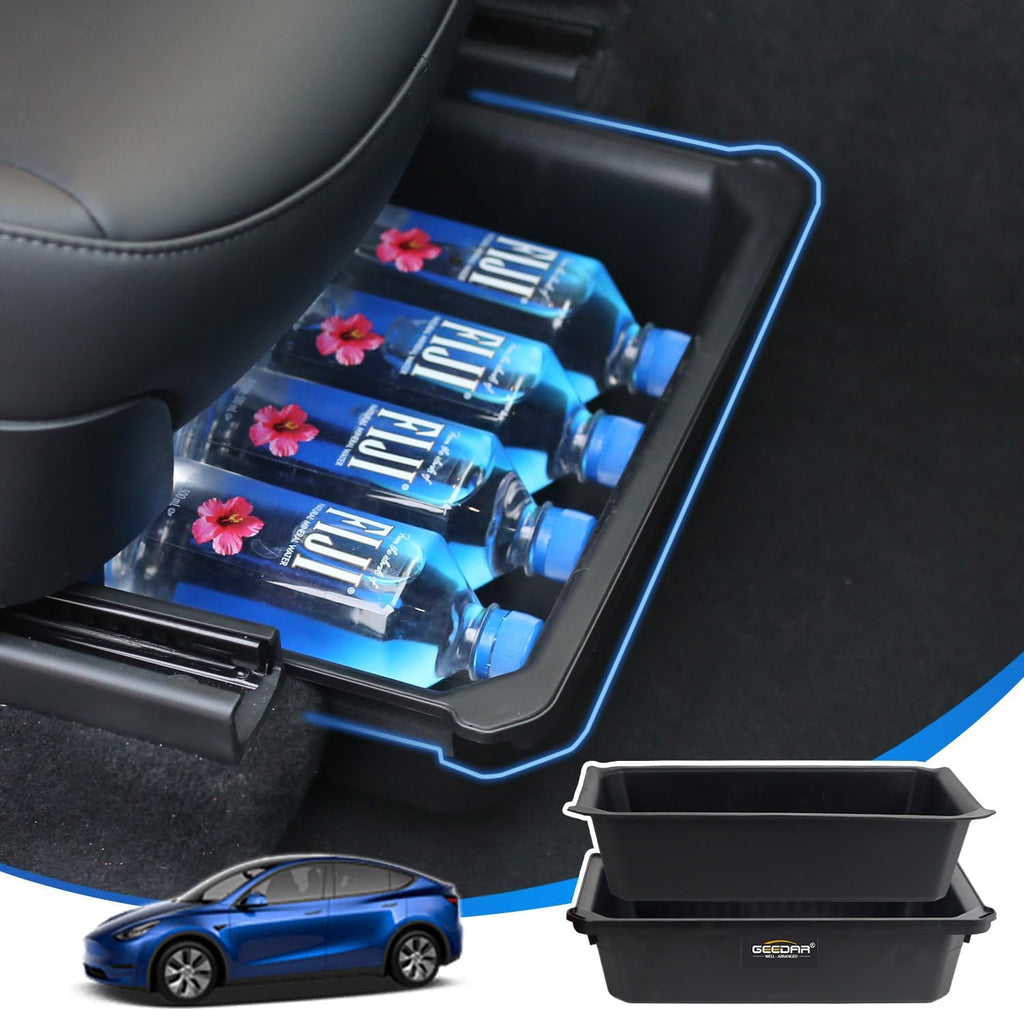 (USADO) Caja Organizadora GEEDAR bajo el Asiento para Tesla Model Y | ABS + TPE Doble Capa Oculta | Lavable | Accesorios Tesla Model Y 2021-2024 | 1 Pieza