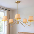 ⚠️ FALTAN TORNILLOS – Lámpara Araña Rattan Bohemia 5 Luces 86 cm | Estilo Boho Coastal Farmhouse, Altura Ajustable, Base E12