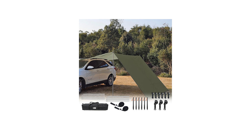 Toldo Lateral para Coche con Postes | Lona Impermeable Exterior Parasol y Refugio Solar